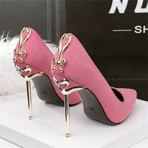 New Women Sexy Metal Heel Pointed-Toe High Heels Shoes Size 38